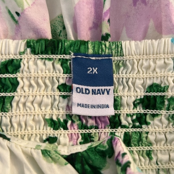 Old Navy Floral Blue & Lavender Cottagecore Romantic Spring Peasant Top Size 2X - Picture 5 of 6